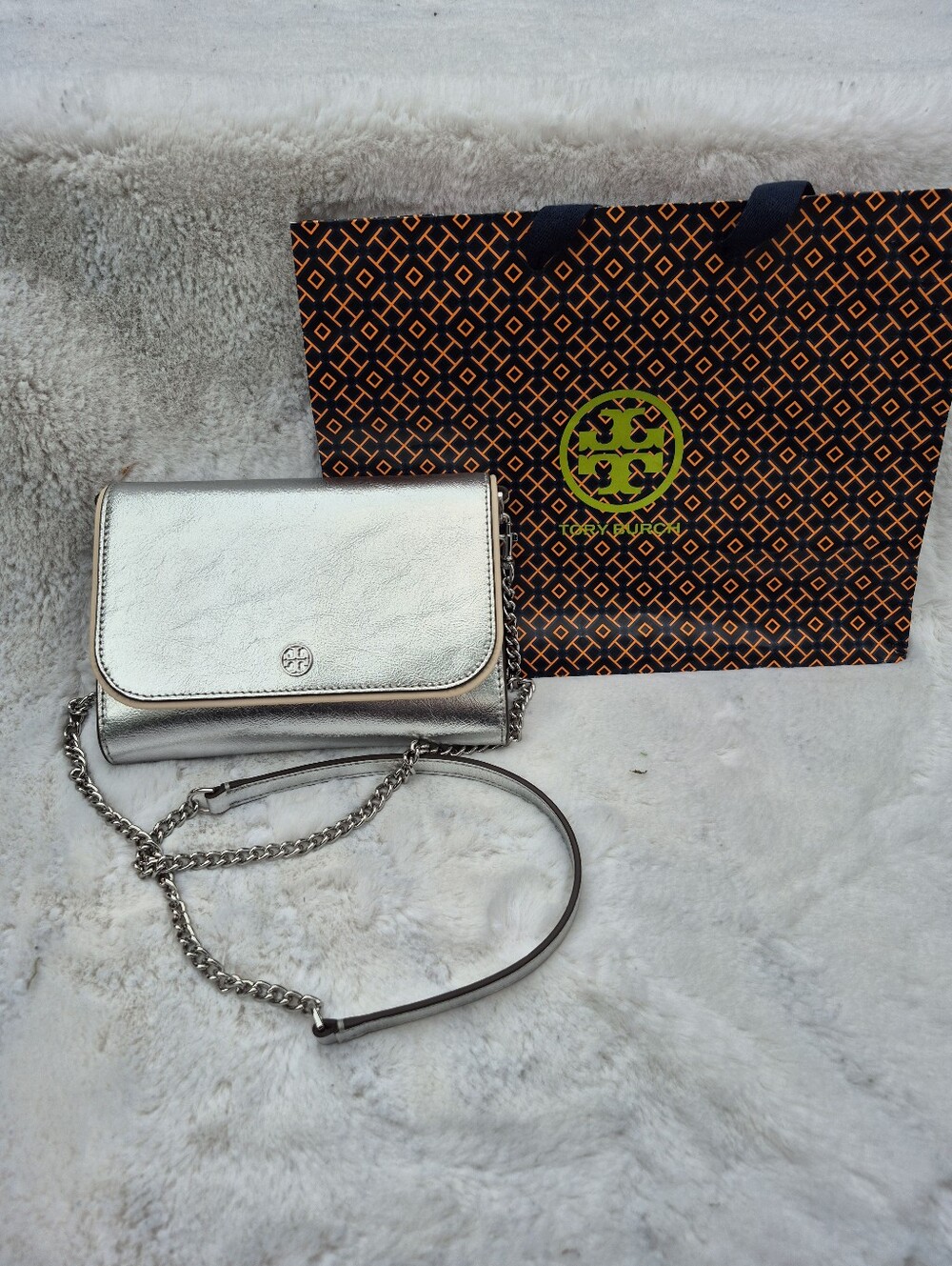 Tory Burch Silver Chain Wallet